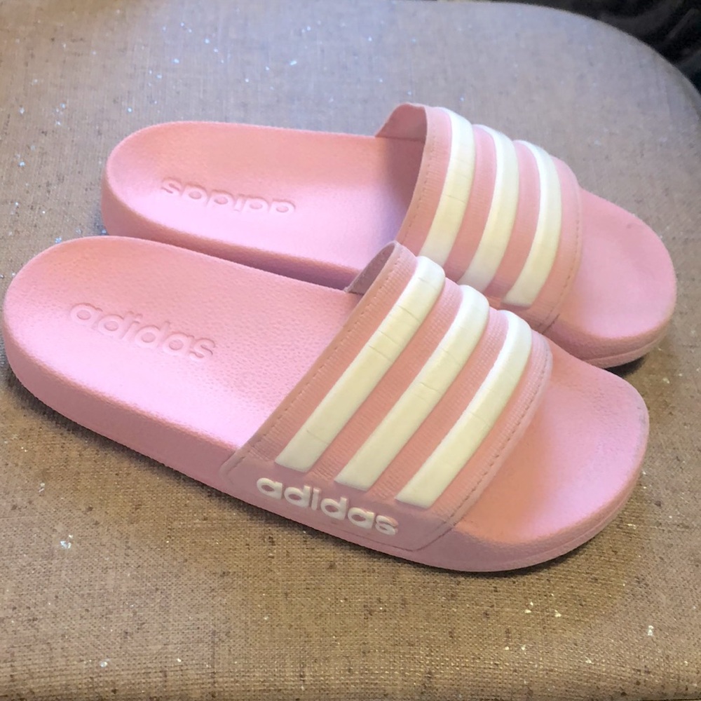 Youth Girls Pink Adidas Adilette Aqua Kids Slides